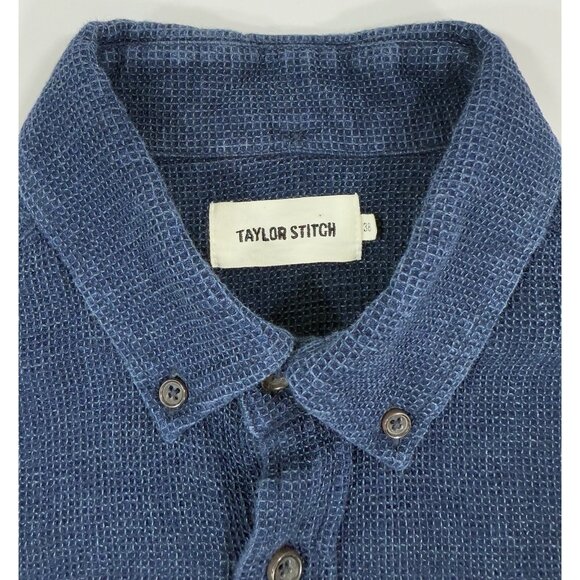 Taylor Stitch Mens Jack Shirt Sz Small 38 Dark Indigo Organic Cotton Waffle Knit - Picture 3 of 10